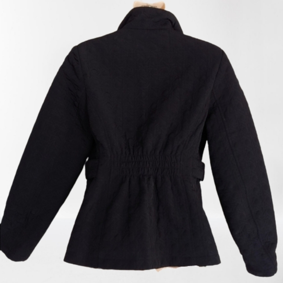 Nordstrom Gallery Black Quilted Zip Up Cinched Back Jacket Size Women Small - Picture 3 of 11